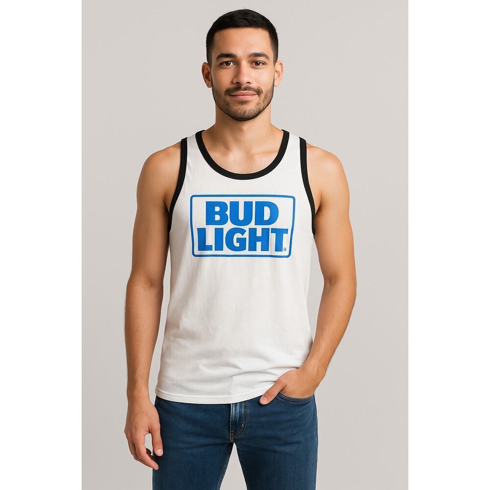 Bud Light Logo Tank Top by District - Size L, 100% Cotton